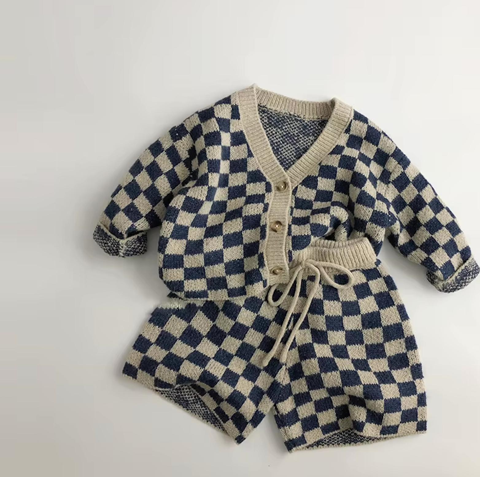 block knitted vest and bottom set